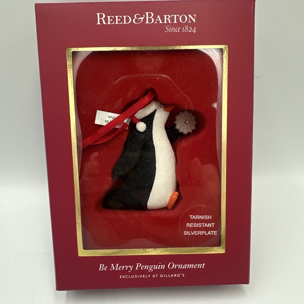 Reed & Barton Christmas Tree Ornament Be Merry Penguin Silver-plated NEW Holiday